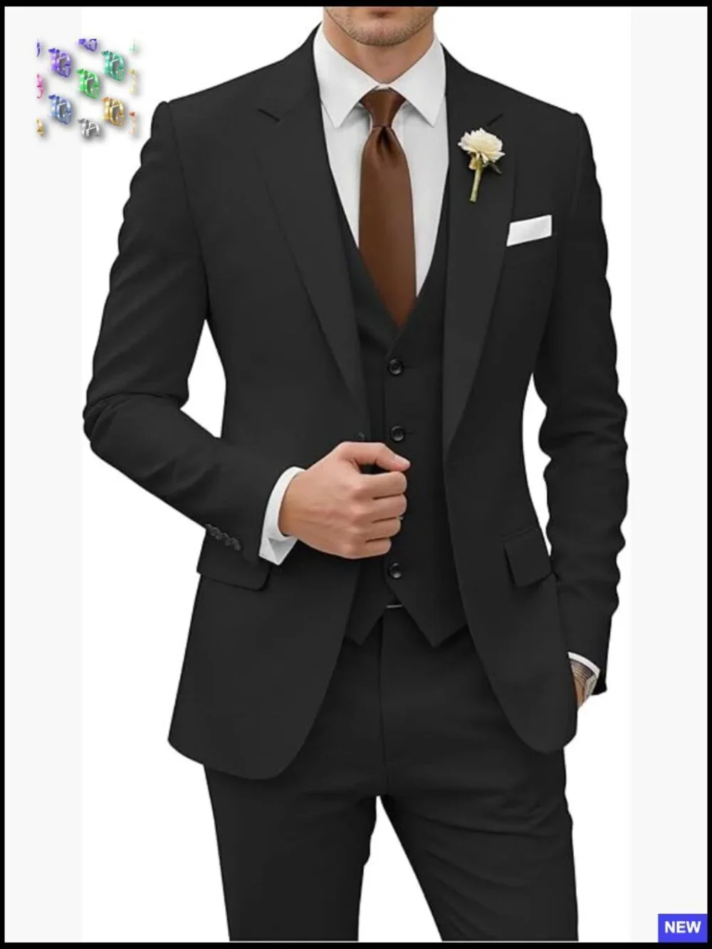 Slim Fit 3-Piece Suit Elegant Classic Formal Wedding Business Attire
